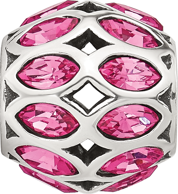 Sterling Silver Reflections Red Cubic Zirconia Round Bead