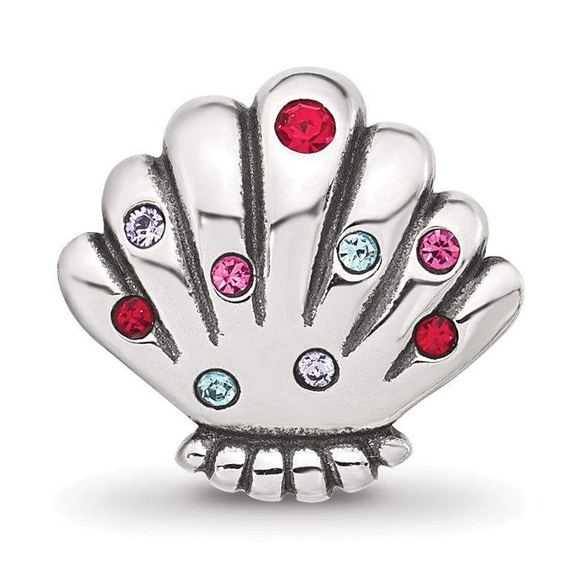 Sterling Silver Reflections Multi-color Cubic Zirconia Shell Bead