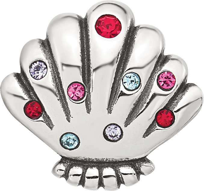 Sterling Silver Reflections Multi-color Cubic Zirconia Shell Bead