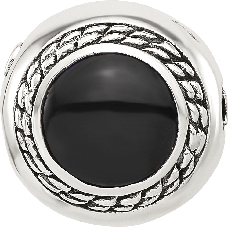 Sterling Silver Reflections Black Onyx Lucky Stone Hinged Bead