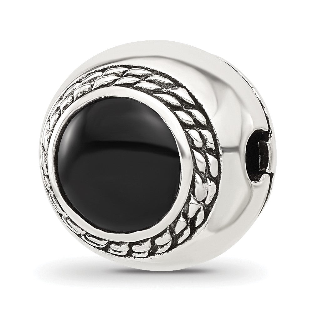 Sterling Silver Reflections Black Onyx Lucky Stone Hinged Bead