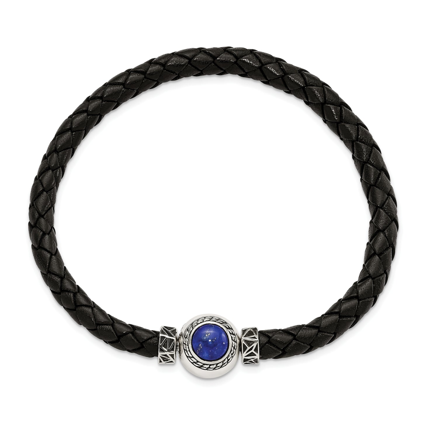 Sterling Silver Reflections 6mm Black Genuine Leather 8in Bracelet/Bead not included, sold seperately