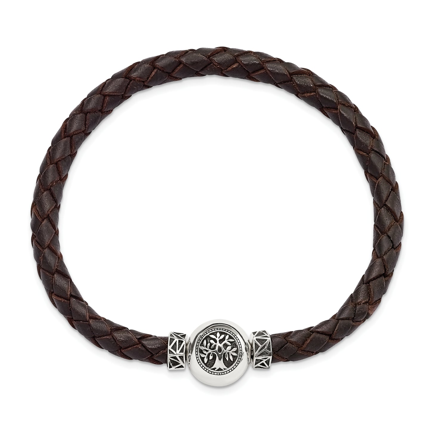 Sterling Silver Reflections 6mm Brown Gen. Leather 8.5in Bracelet/Bead not included, sold seperately