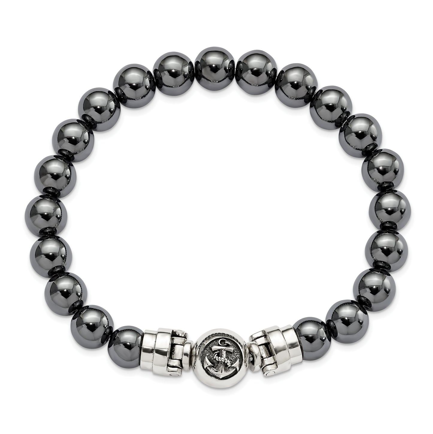 Sterling Silver Reflections 10mm Hematite Beaded 8.5in Bracelet/Bead not included, sold seperately