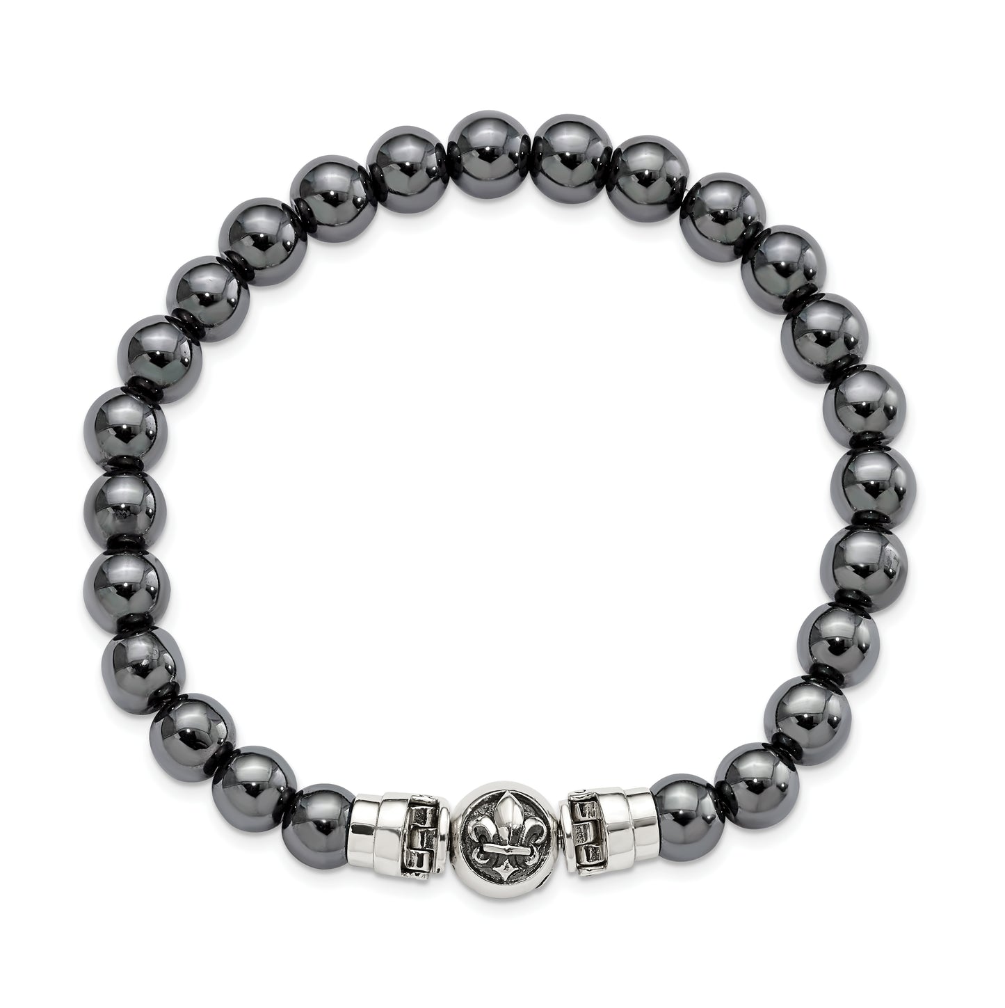 Sterling Silver Reflections 8mm Hematite Beaded 8in Bracelet/Bead not included, sold seperately