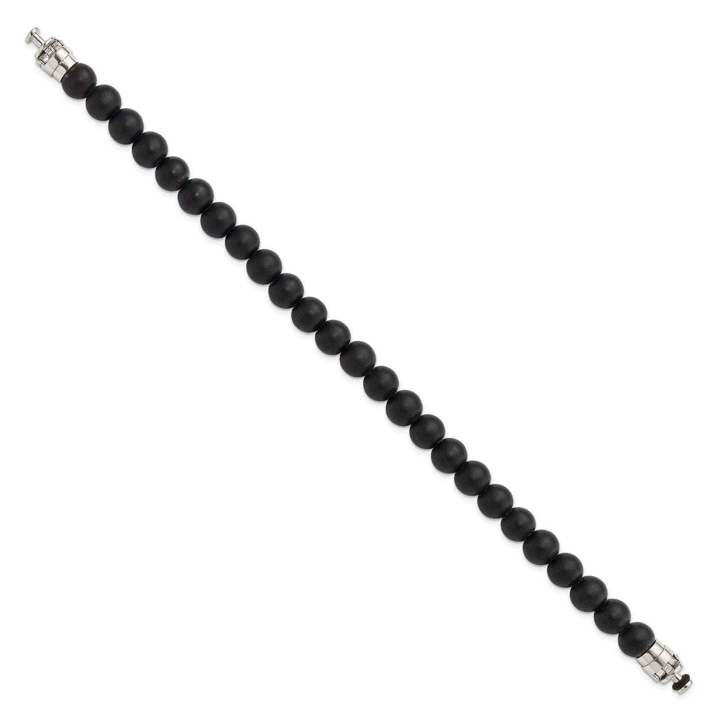 Sterling Silver Reflections 8mm Matte Black Onyx Beaded 8in Bracelet/Bead not included, sold seperately