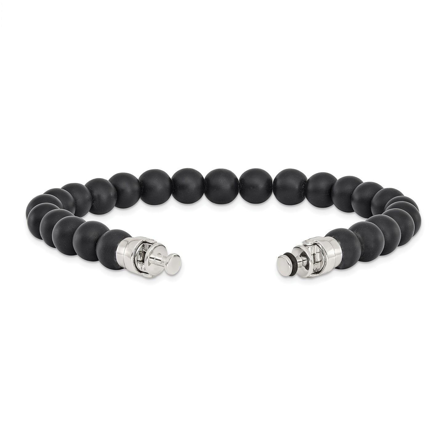 Sterling Silver Reflections 8mm Matte Black Onyx Beaded 8in Bracelet/Bead not included, sold seperately