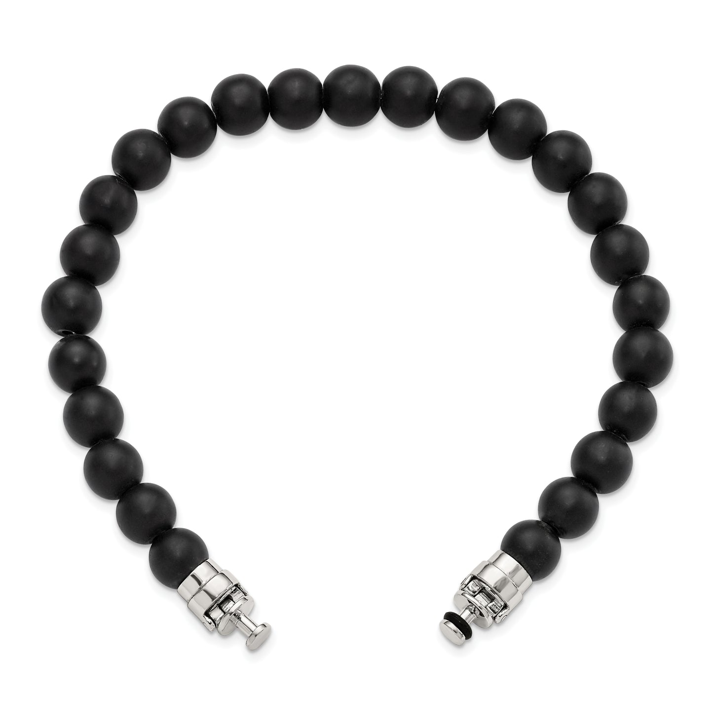Sterling Silver Reflections 8mm Matte Black Onyx Beaded 8in Bracelet/Bead not included, sold seperately