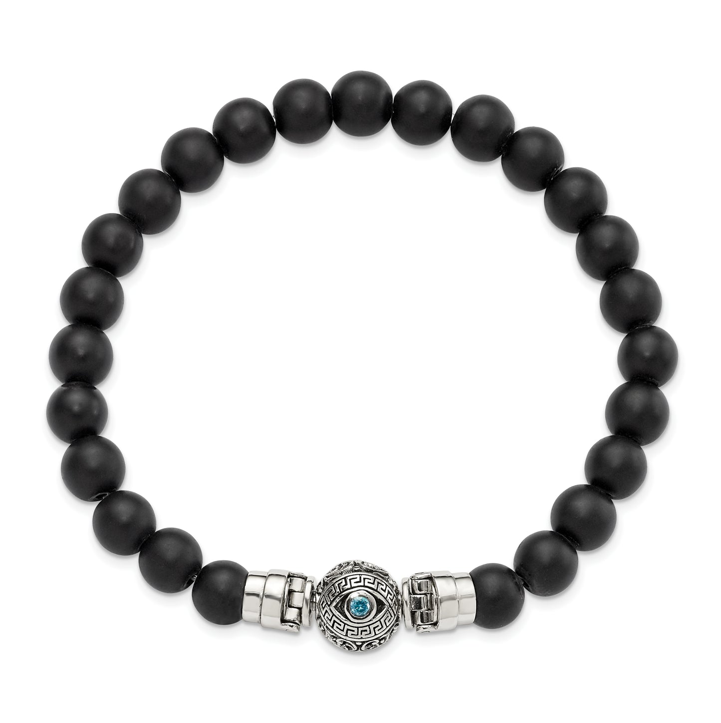 Sterling Silver Reflections 8mm Matte Black Onyx Beaded 8in Bracelet/Bead not included, sold seperately