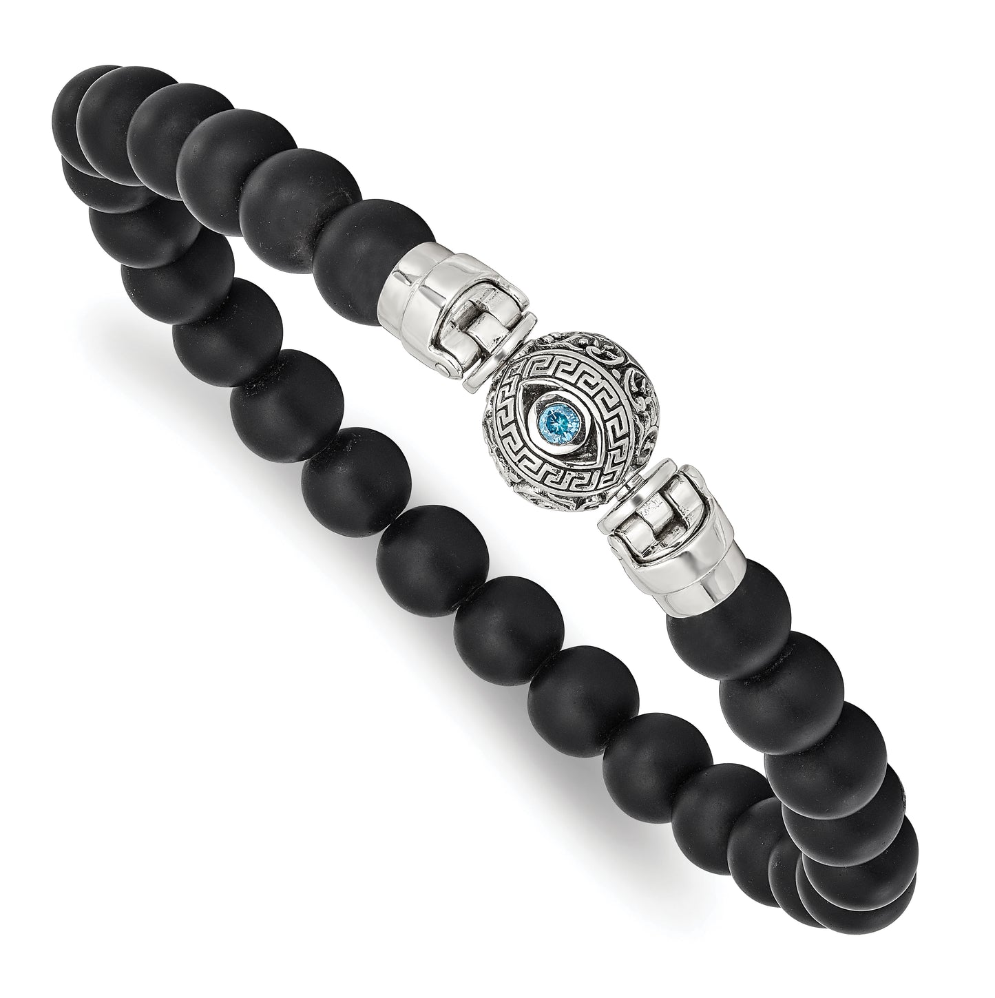 Sterling Silver Reflections 8mm Matte Black Onyx Beaded 8in Bracelet/Bead not included, sold seperately