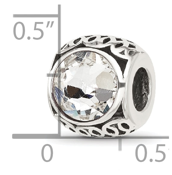 Sterling Silver Reflections Antiqued Clear Swarovski Crystal-Bead