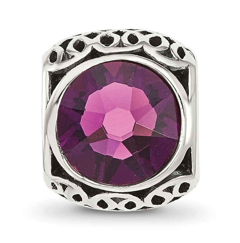 Sterling Silver Reflections Antiqued Purple Swarovski Crystal Bead