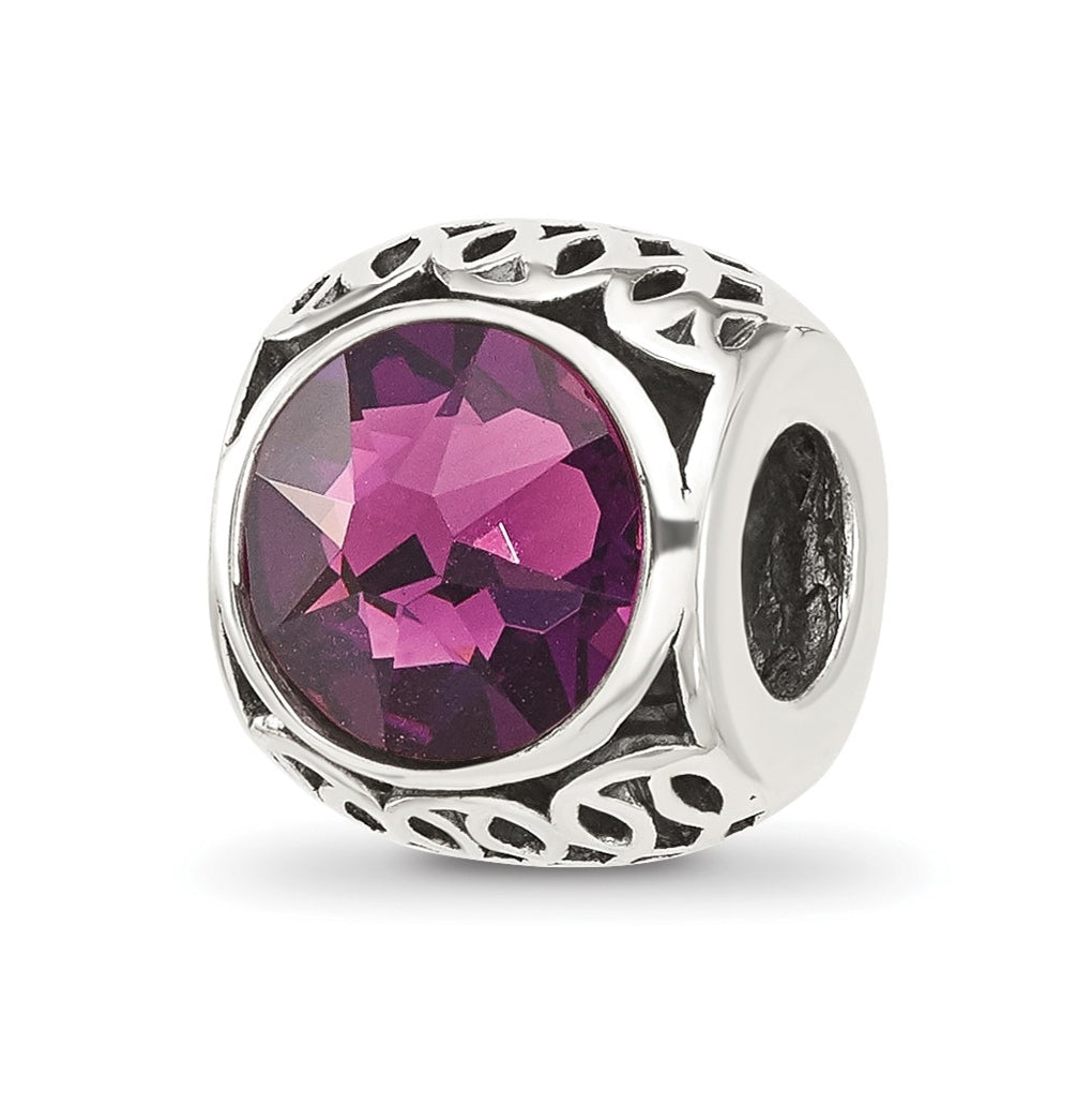 Sterling Silver Reflections Antiqued Purple Swarovski Crystal Bead