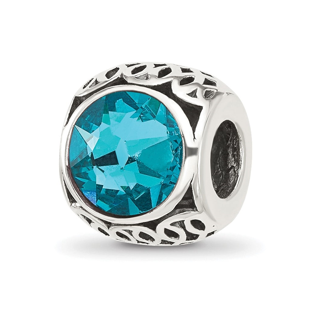 Sterling Silver Reflections Antiqued Teal Swarovski Crystal Bead