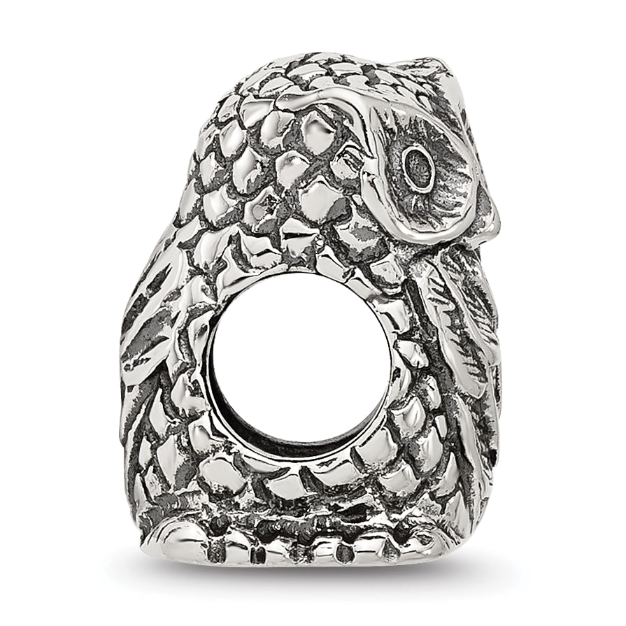 Sterling Silver Reflections Polished Owl Bead