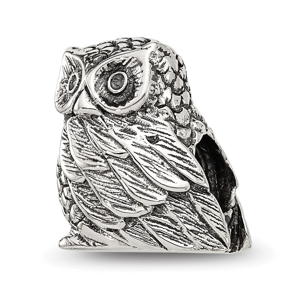 Sterling Silver Reflections Polished Owl Bead