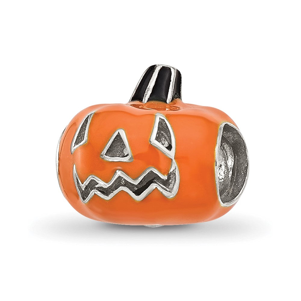 Sterling Silver Reflections Orange Enameled Pumpkin Bead