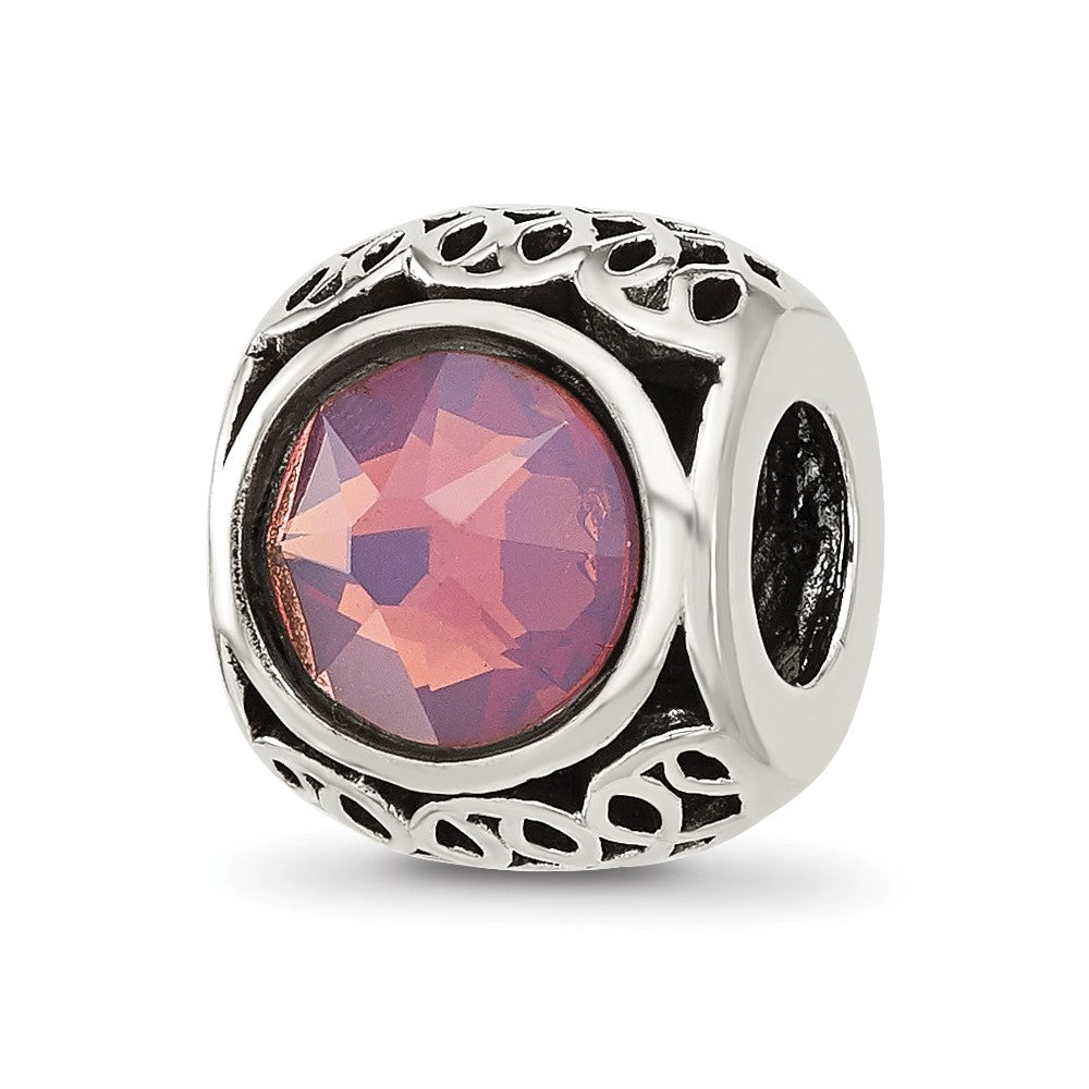Sterling Silver Reflections Antiqued Purple Swarovski Crystal Bead