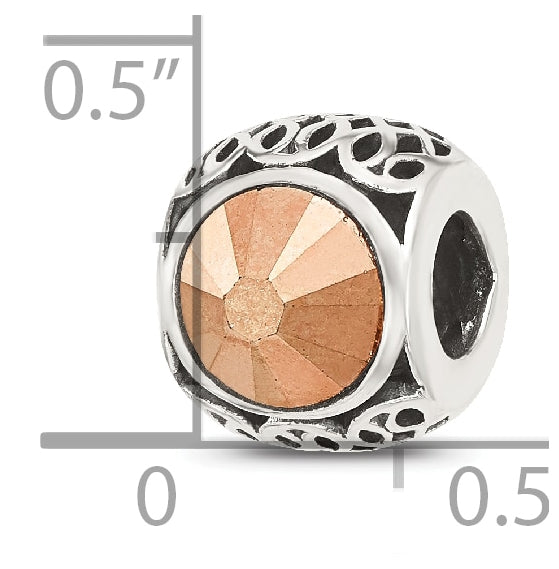 Sterling Silver Reflections Antiqued brown Swarovski Crystal Bead