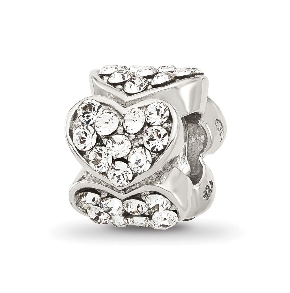 Sterling Silver Reflections Clear Swarovski Crystal Hearts-Bead
