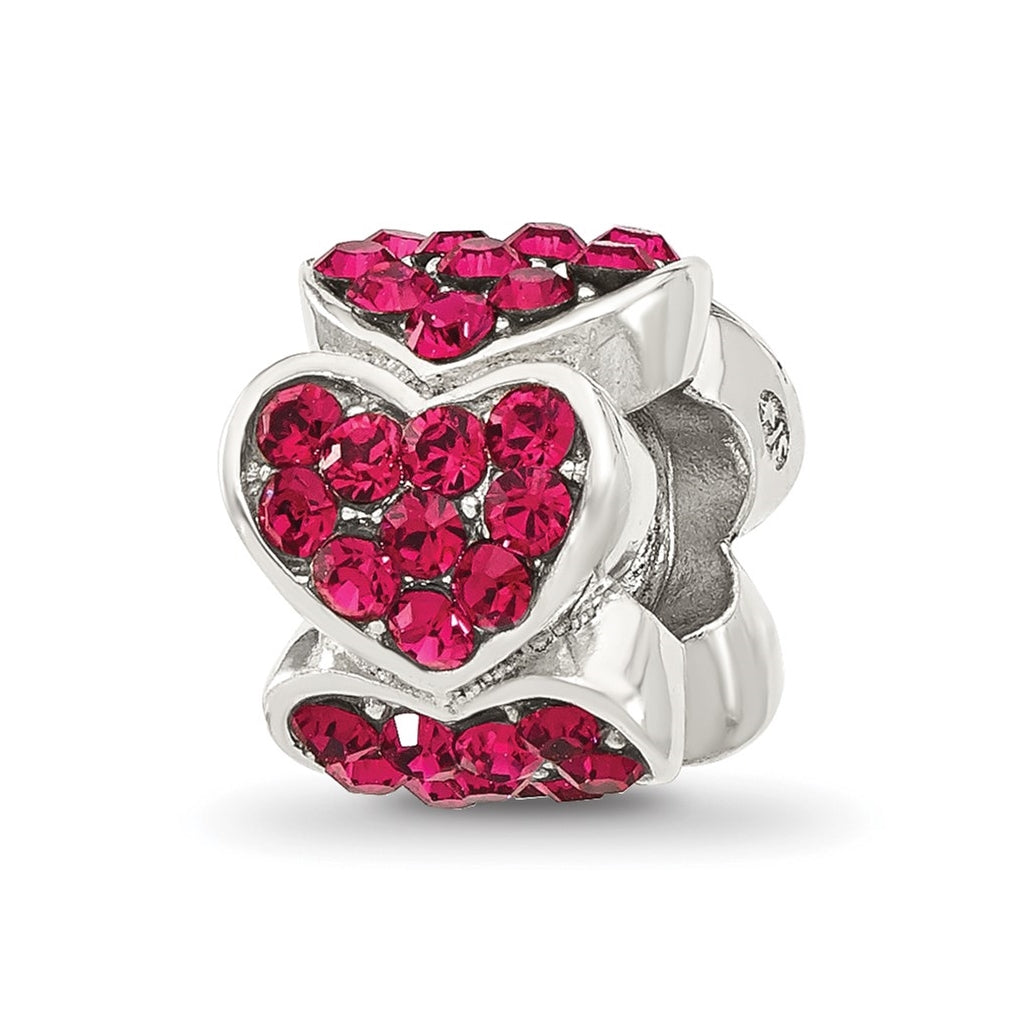 Sterling Silver Reflections Red Swarovski Crystal Hearts Bead