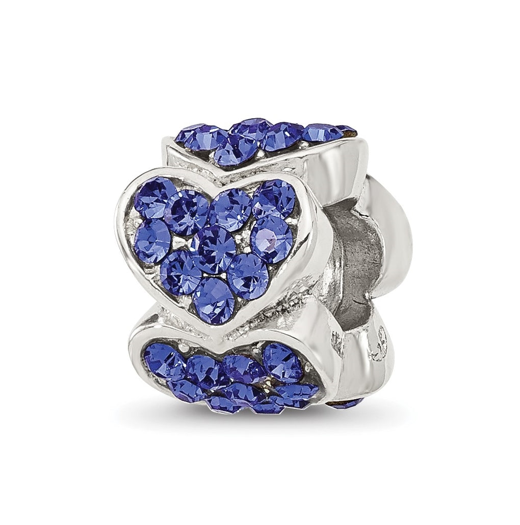 Sterling Silver Reflections Blue Swarovski Crystal Hearts Bead