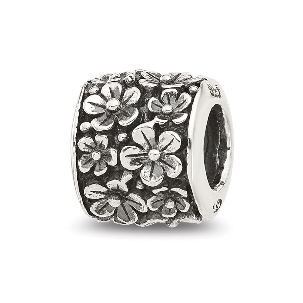 Sterling Silver Reflections Antiqued Floral Bead