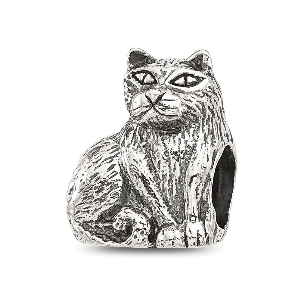 Sterling Silver Reflections Antiqued Cat Bead