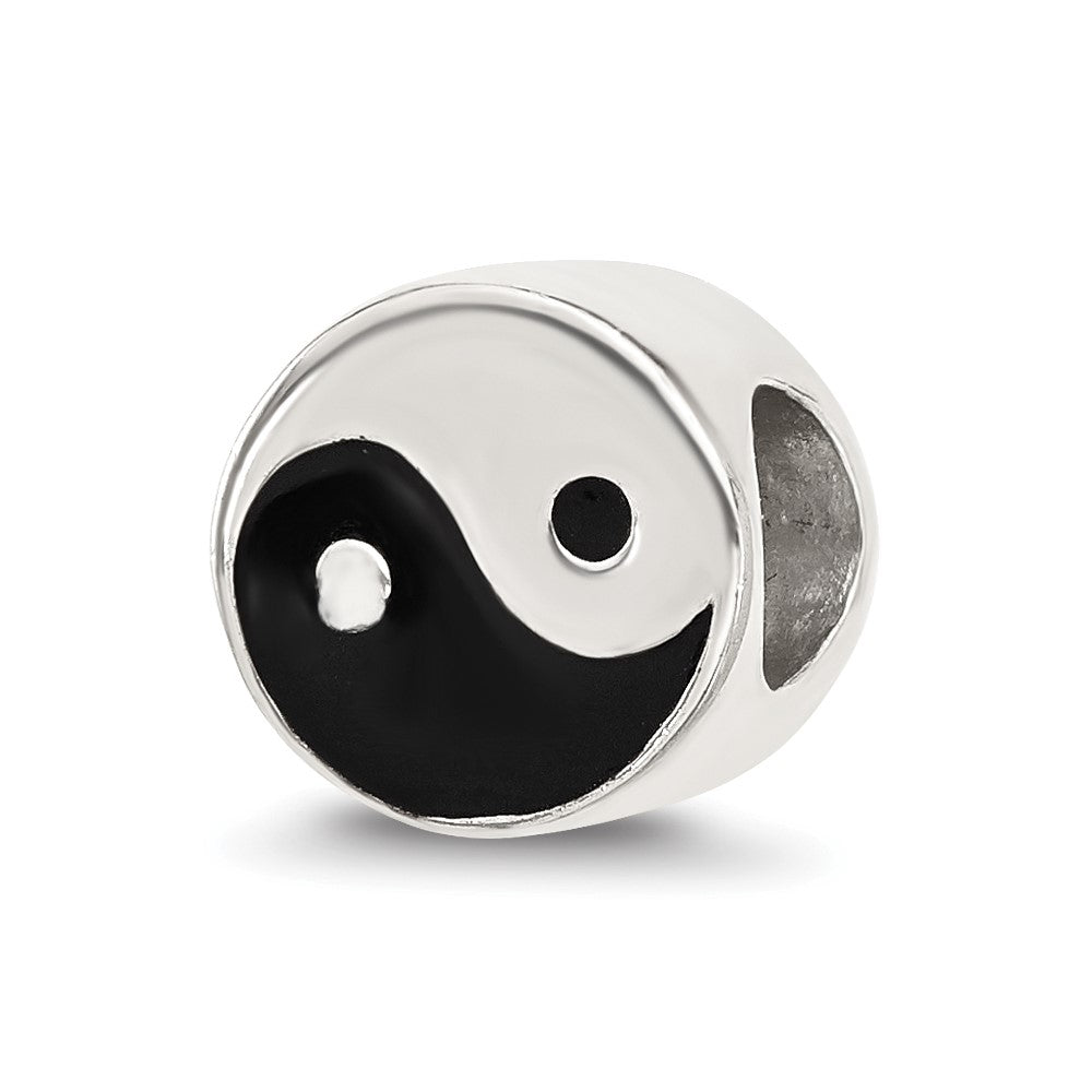 Sterling Silver Reflections Enameled Yin and Yang Circle Bead
