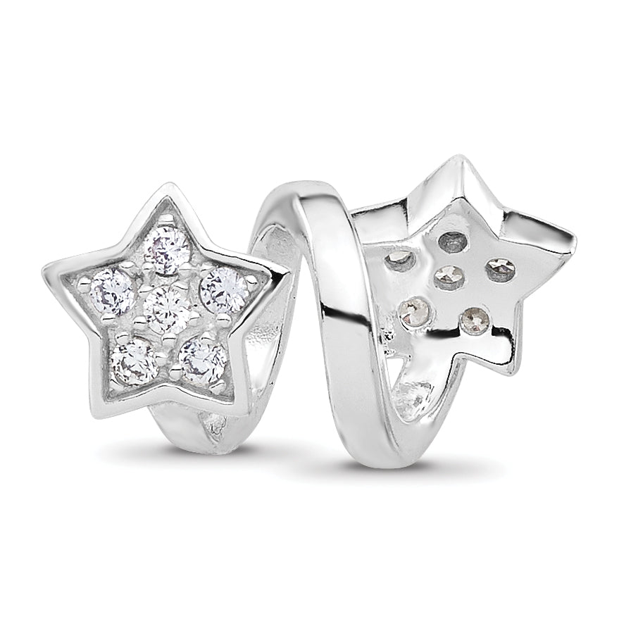Sterling Silver Reflections Rhodium plated Cubic Zirconia Star Twist Bead