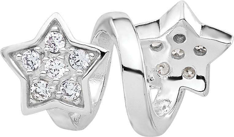 Sterling Silver Reflections Rhodium plated Cubic Zirconia Star Twist Bead