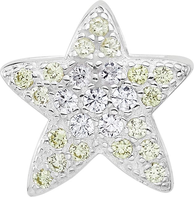Sterling Silver Reflections Rhodium plated Yellow & Clear Cubic Zirconia Star Bead