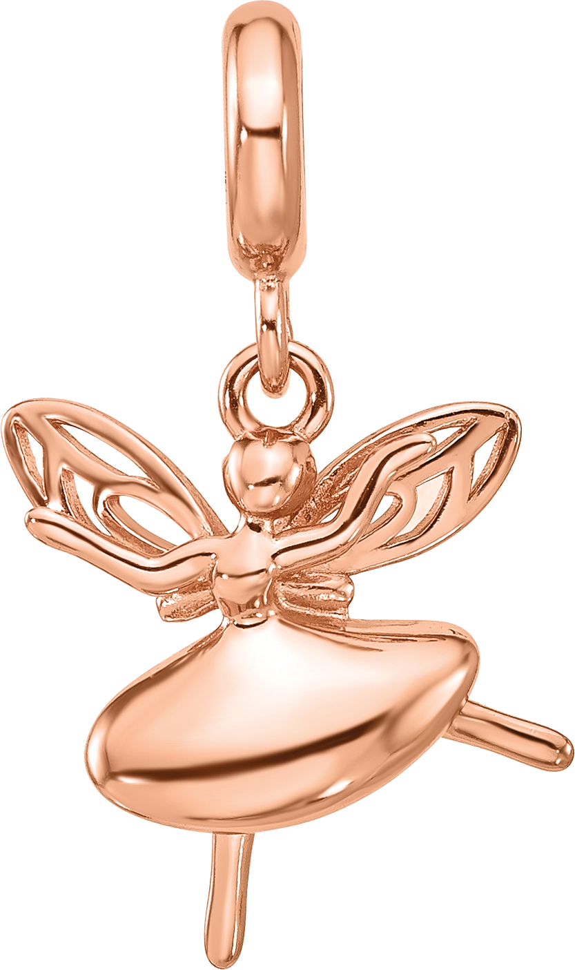 Sterling Silver Reflections Rose Gold plated Fairy Dangle Bead