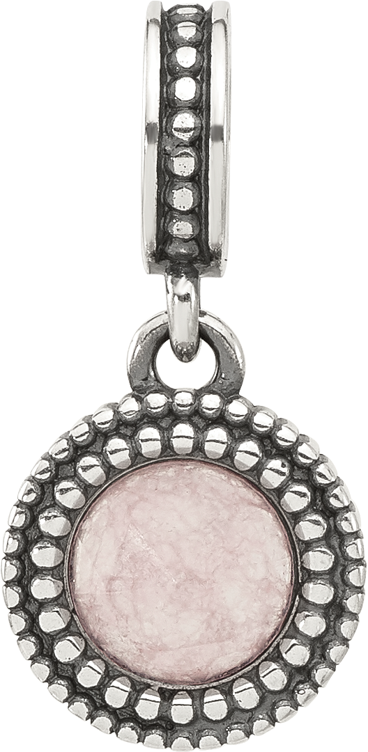 Sterling Silver Reflections Antiqued Pink Chalcedony Dangle Bead