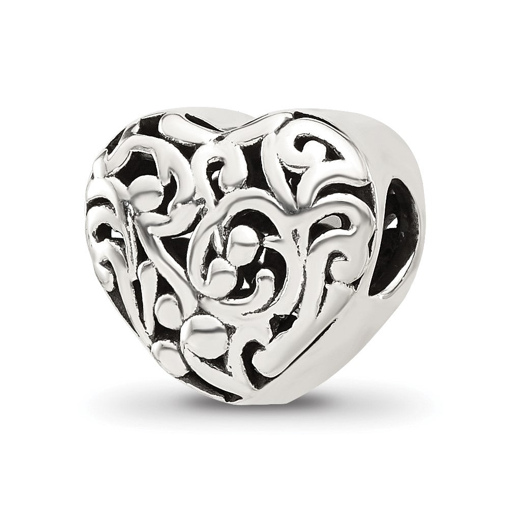 Sterling Silver Reflections Floral Heart Bead