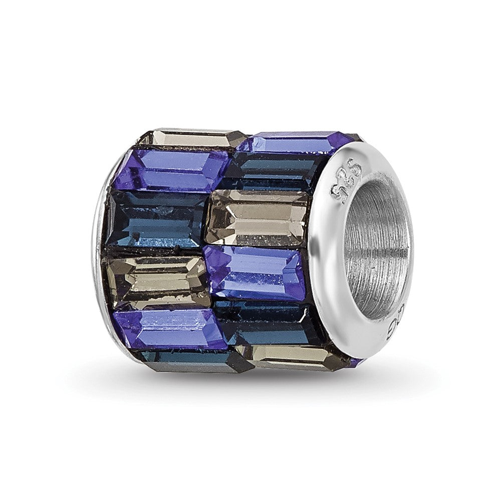Sterling Silver Reflections Rhodium Plated Blue/Grey Preciosa Crystal Bead