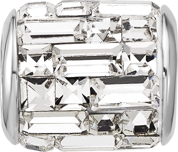 Sterling Silver Reflections Rhodium plated Clear Preciosa Crystal Bead
