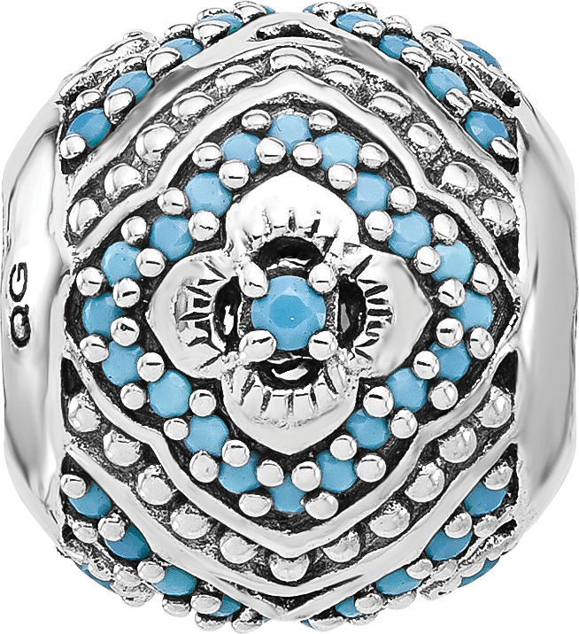 Sterling Silver Reflections Rhodium plated Blue Nano Crystal Bead