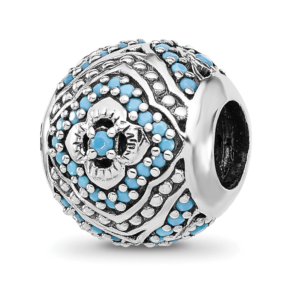 Sterling Silver Reflections Rhodium plated Blue Nano Crystal Bead