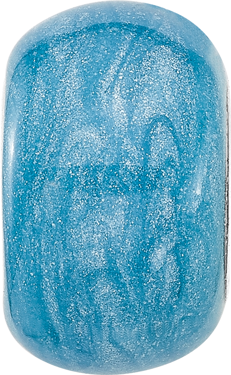 Sterling Silver Reflections Rhodium plated Light Blue Shimmer Enamel Bead