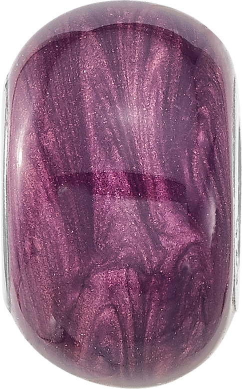 Sterling Silver Reflections Rhodium plated Light Purple Shimmer Enamel Bead