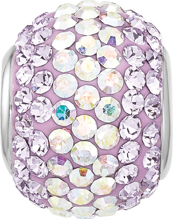 Sterling Silver Reflections Rhodium Plated Purple/Iridecent Preciosa Crystal Beads