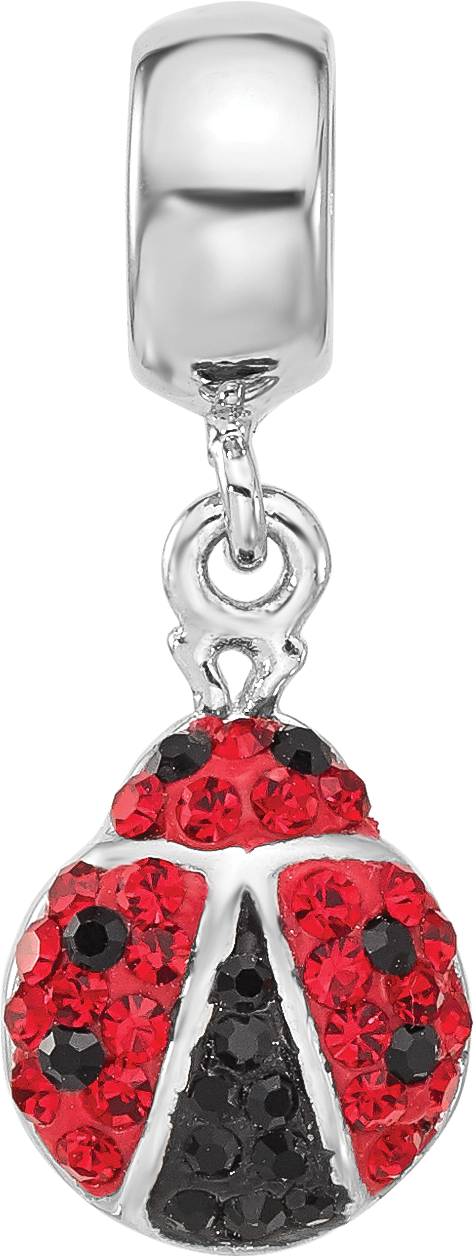 Sterling Silver Reflections Rhodium plated Lady Bug Preciosa Crystal Bead