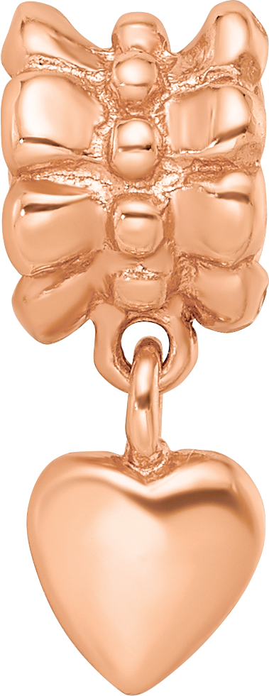 Sterling Silver Reflections Rose Gold plated Heart Dangle Bead