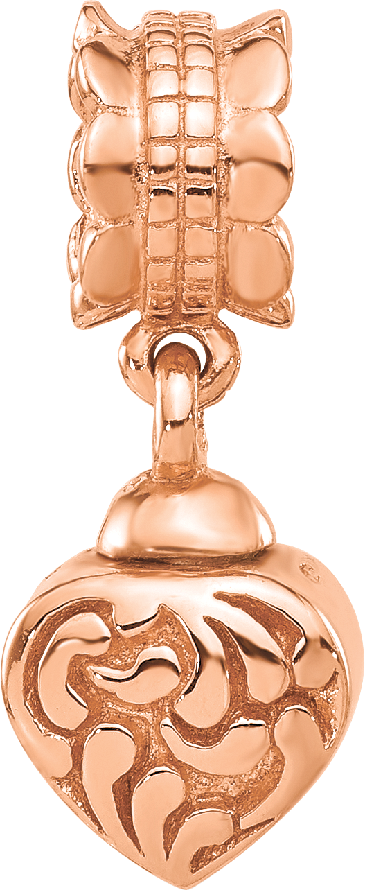 Sterling Silver Reflections Rose Gold plated Heart Ash Holder Dangle Bead