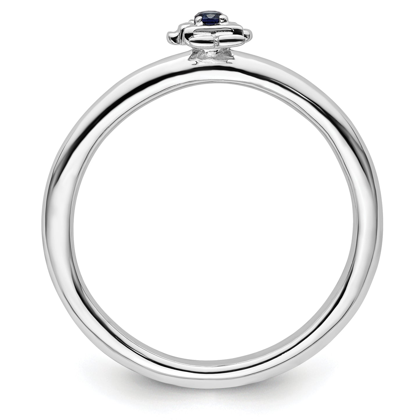 Sterling Silver Stackable Expressions Rhodium Created Sapphire Girl Ring