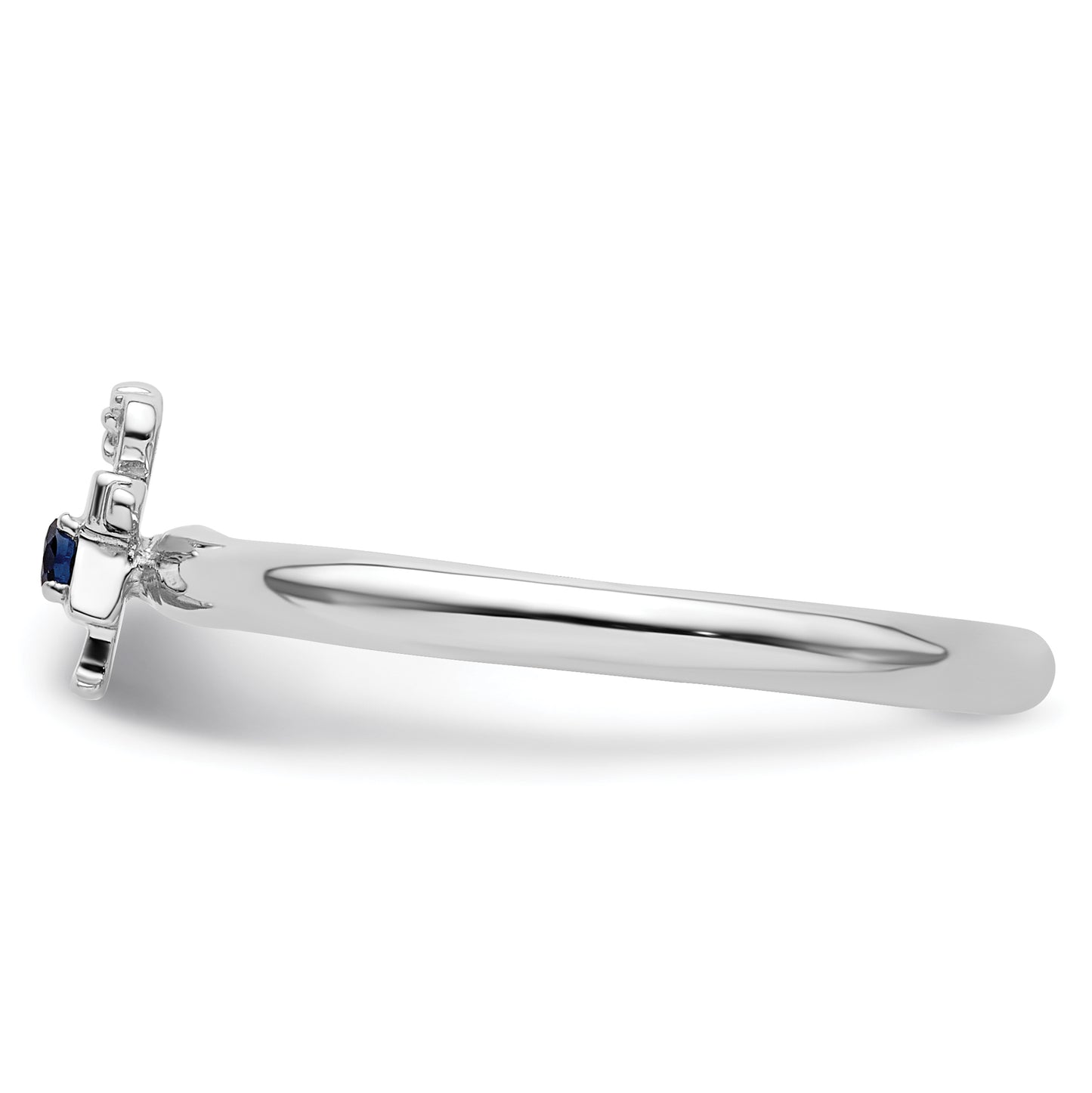 Sterling Silver Stackable Expressions Rhodium Created Sapphire Girl Ring