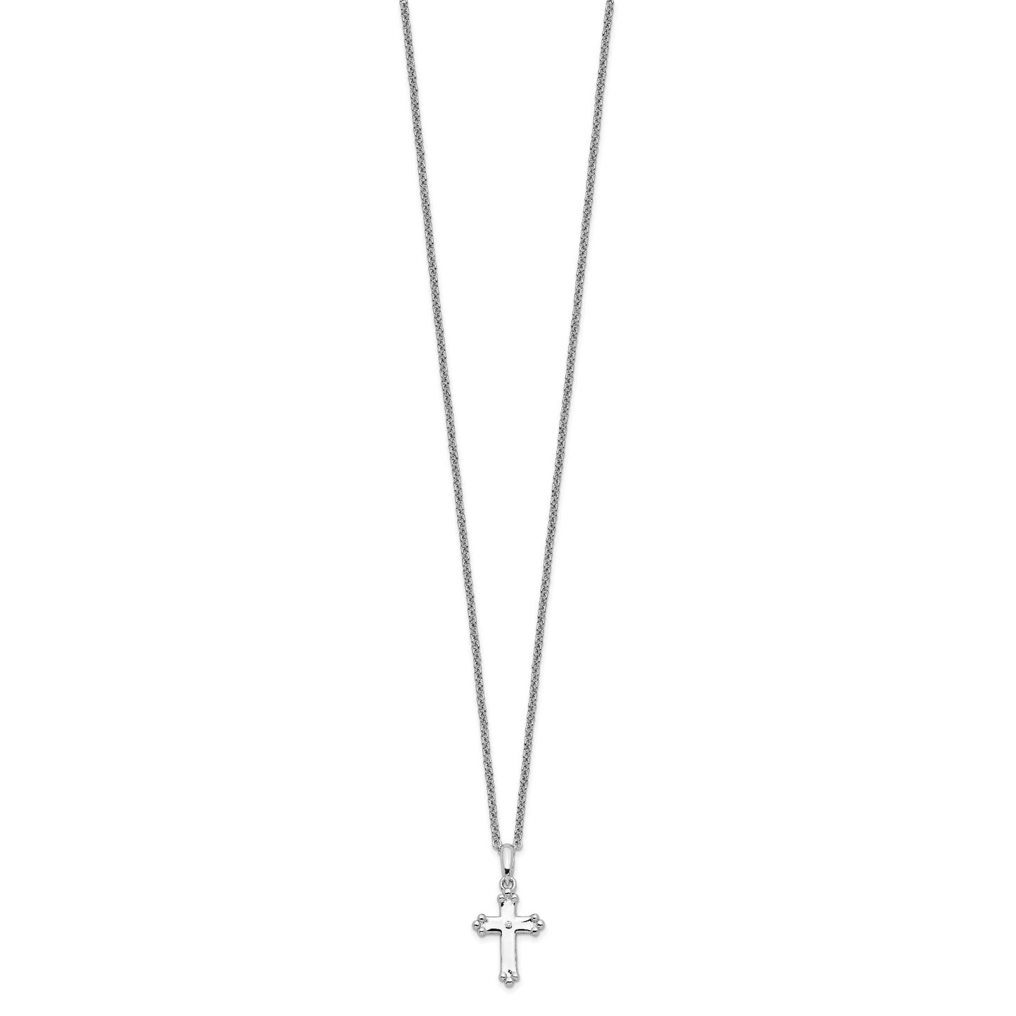 Sentimental Expressions Sterling Silver Rhodium plated Cubic Zirconia Believe Big 14in. Necklace with 2in. ext