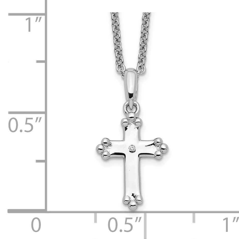 Sentimental Expressions Sterling Silver Rhodium plated Cubic Zirconia Believe Big 14in. Necklace with 2in. ext
