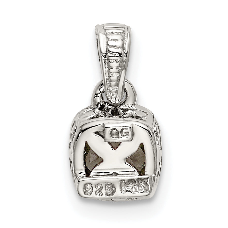 Shey Couture Sterling Silver Rhodium plated with 14k Accent Polished Cushion-cut Aquamarine Pendant